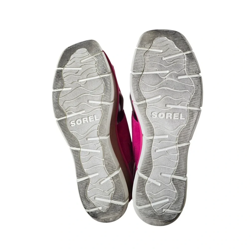 Sorel Cameron Flatform Sandals Pink Suede Wedge Slingback NL4682-650 Womens 11